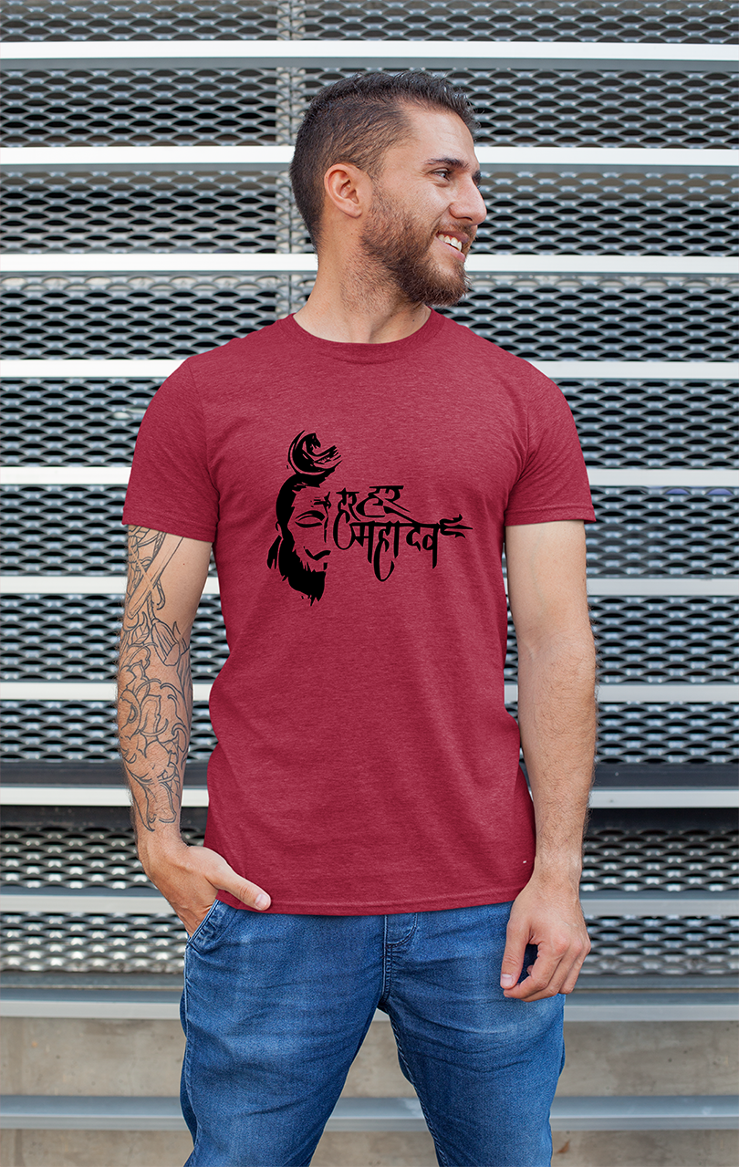 Sweaty Armpits Premium Unisex Printed T-shirt "Har Har Mahadev", Shankar Bhagvan "Shivji" Minimalistic Design