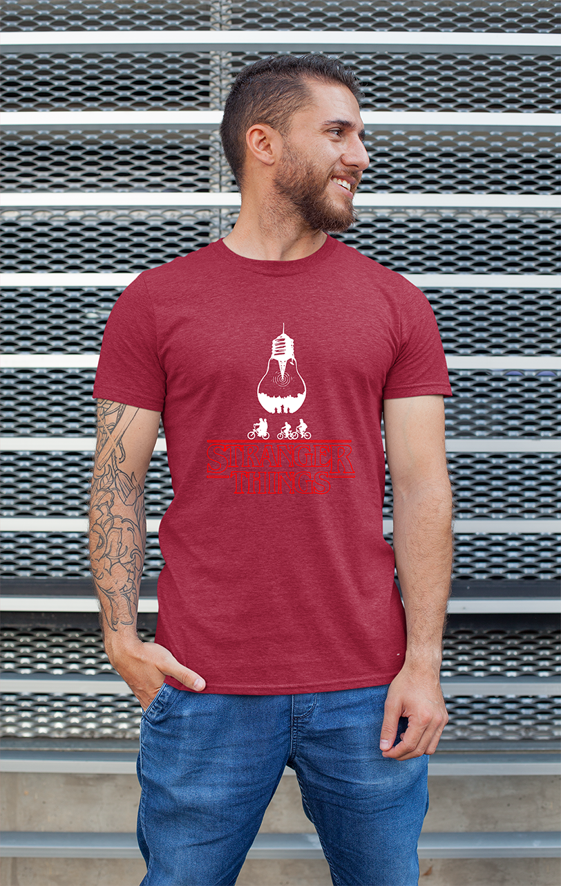 Sweaty Armpits Premium Unisex Printed T-shirt Stranger Things "Light bulb" Netflix Original Sci-Fi Minimalistic Design