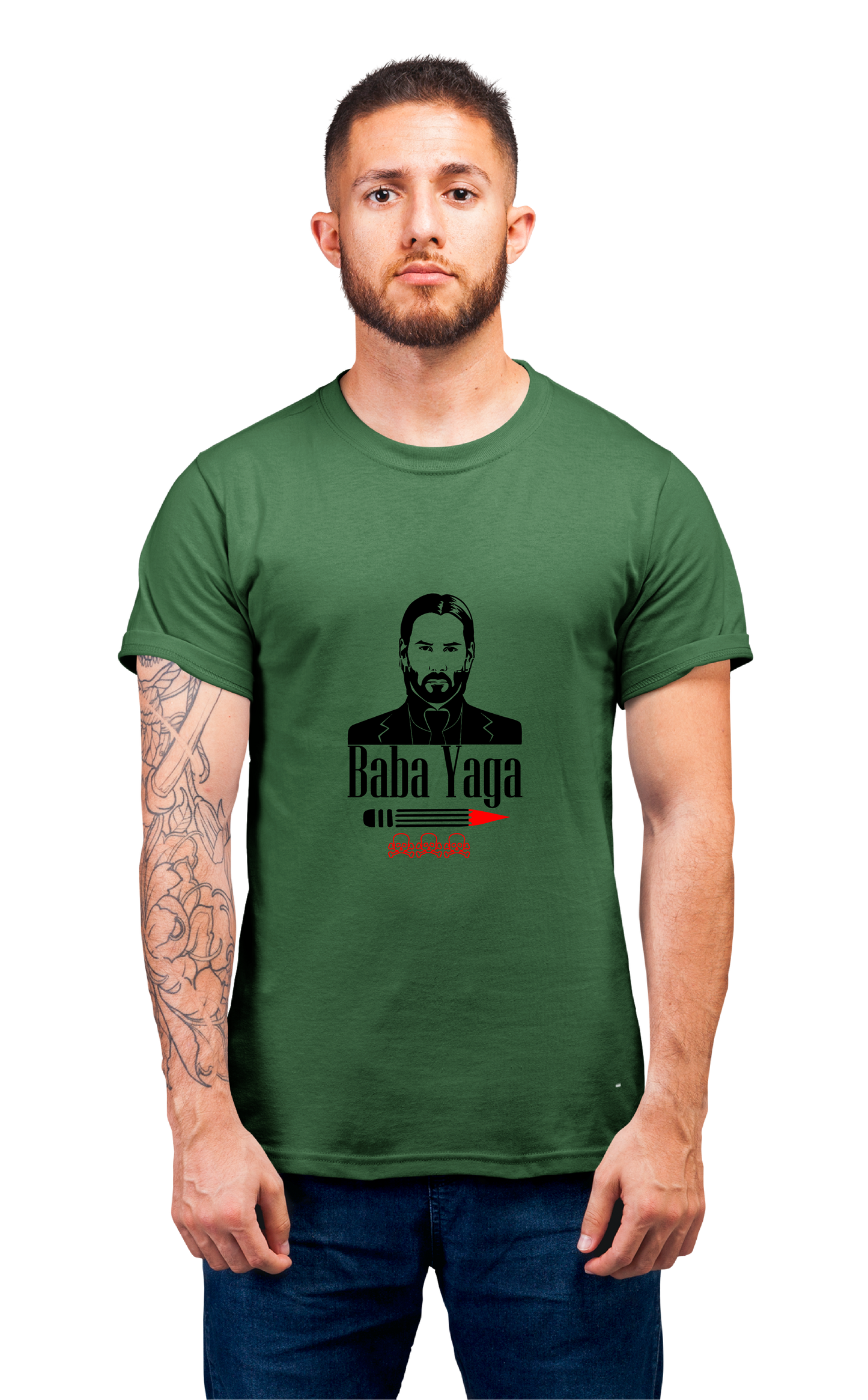 Sweaty Armpits Premium Unisex Printed T-shirts of   John Wick "Baba Yaga" Pen Is Mighty then Sword PROVED Minimalistic Design