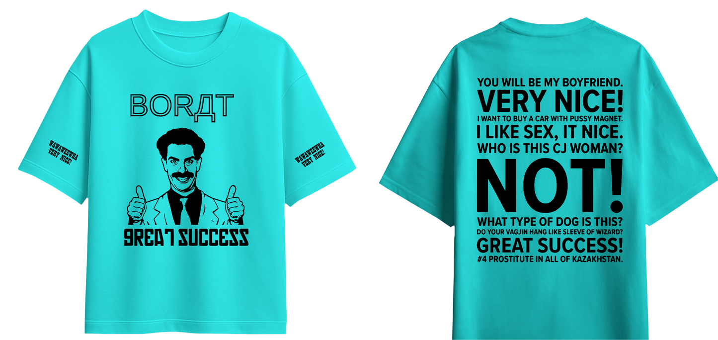 Sweaty Armpits Premium Unisex Oversized T-Shirts Borat Movie Comedy "Great Succes" Minimalistic Design