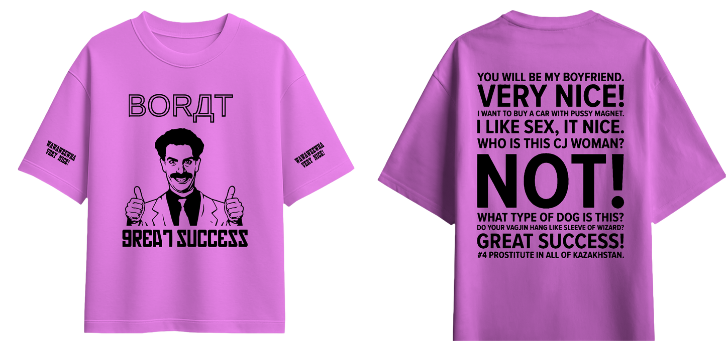 Sweaty Armpits Premium Unisex Oversized T-Shirts Borat Movie Comedy "Great Succes" Minimalistic Design