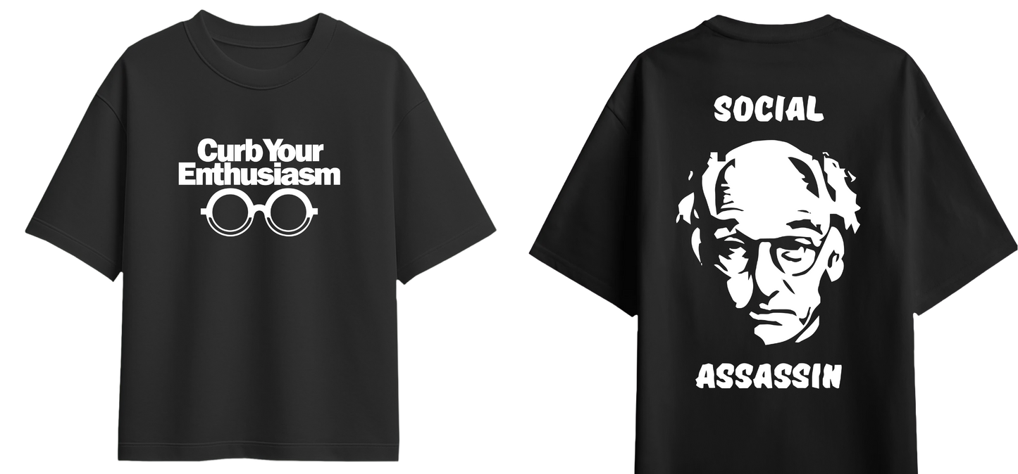 Sweaty Armpits Premium Unisex Oversized T-Shirts  Curb Your Enthusiasm "Pretty Good" Minimalistic Design