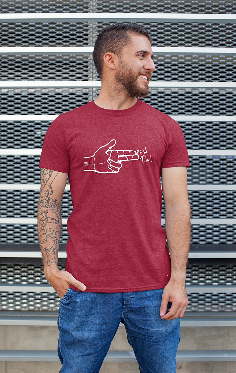 Sweaty Armpits Premium Unisex Printed T-shirts   Star Wars Pew Pew Sound Minimalistic Design