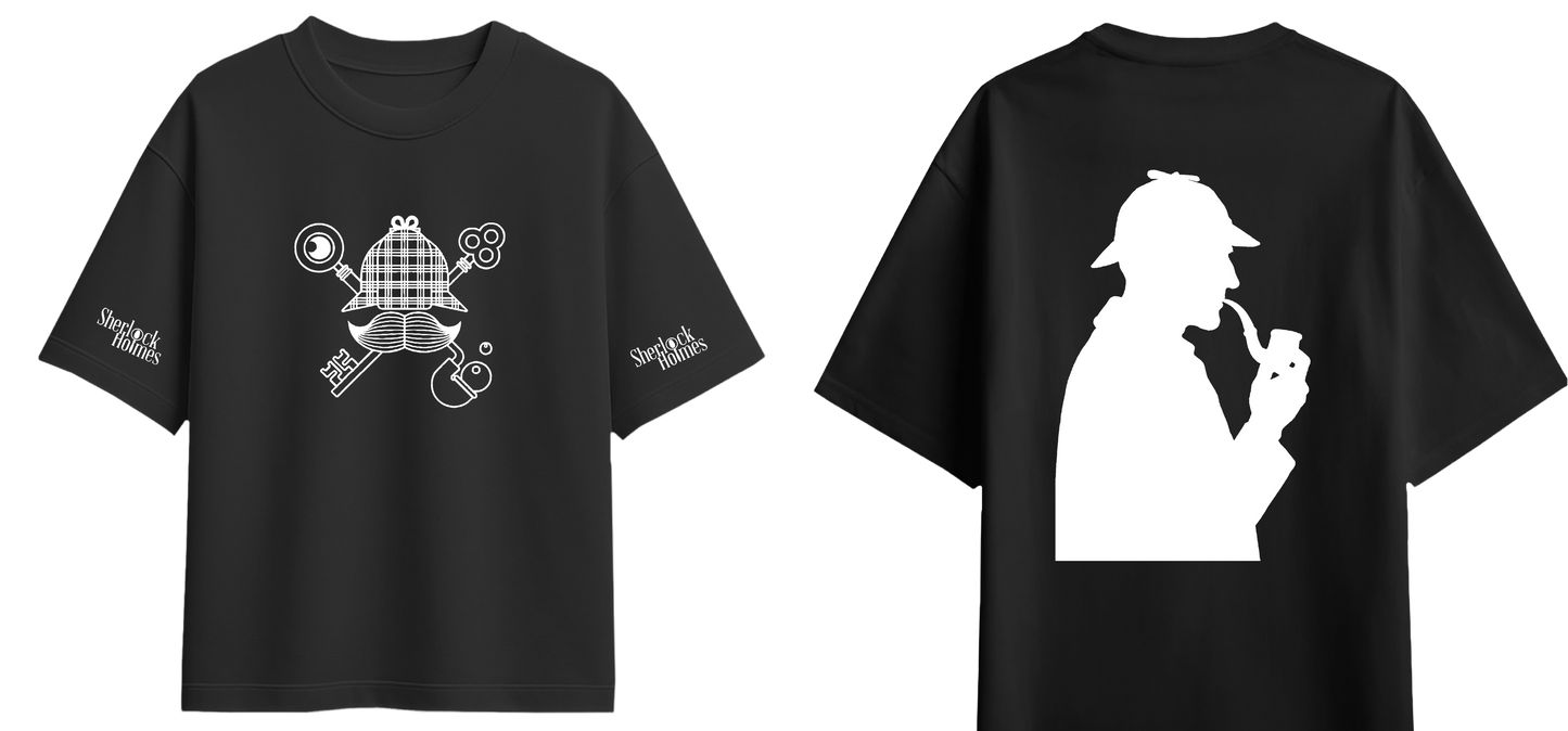 Sweaty Armpits Premium Unisex Oversized T-Shirts Sherlock Holmes Consulting Detective Sir Arthur Conan Doyle's Famous Character Minimalistic Design