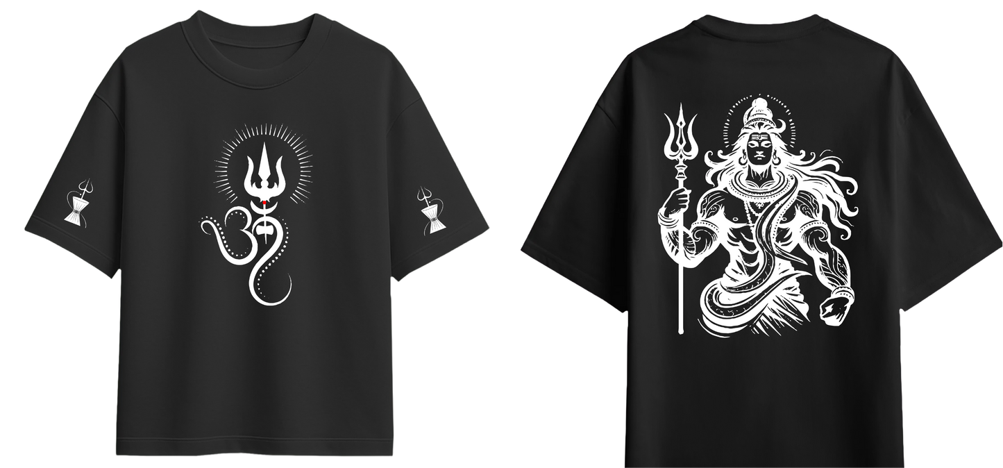 Sweaty Armpits Premium Unisex Oversized T-Shirts Lord Shiva Hindu God With Trident Minimalistic Design