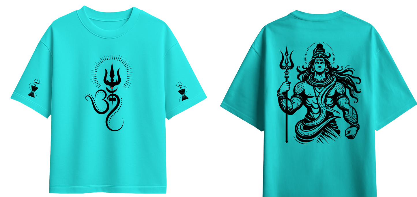 Sweaty Armpits Premium Unisex Oversized T-Shirts Lord Shiva Hindu God With Trident Minimalistic Design