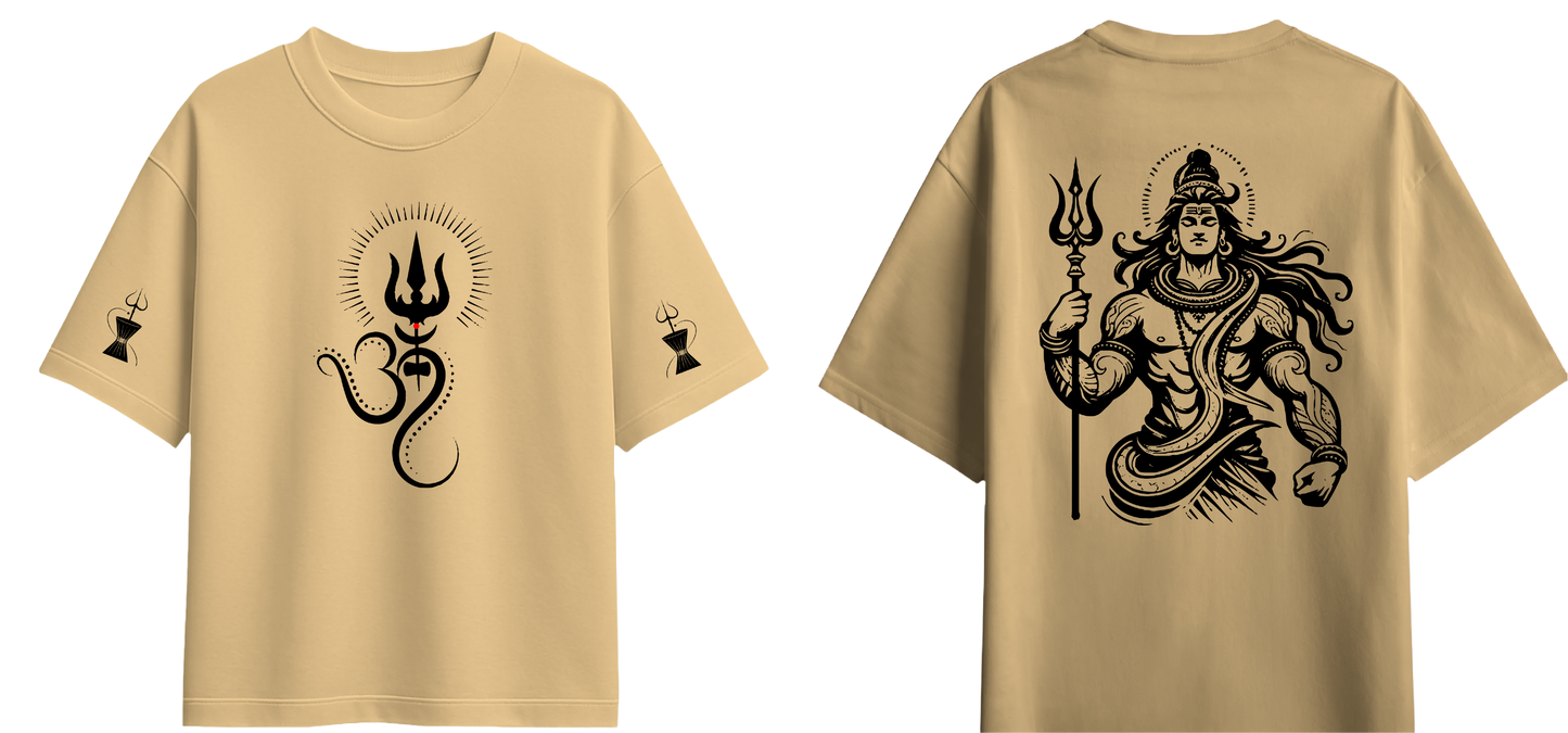 Sweaty Armpits Premium Unisex Oversized T-Shirts Lord Shiva Hindu God With Trident Minimalistic Design