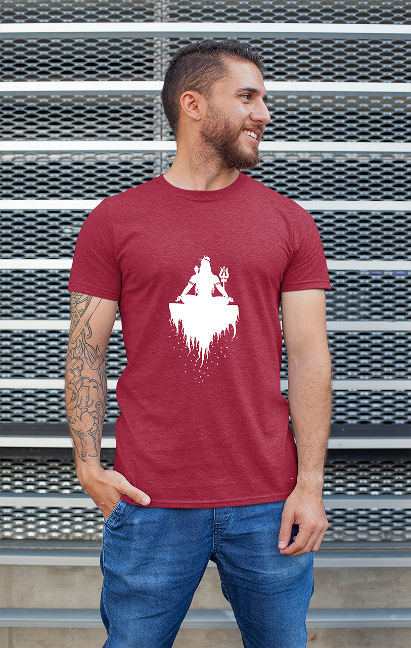 Sweaty Armpits Premium Unisex Printed T-shirts Hindu Religion Shivji Meditating Minimalistic Design