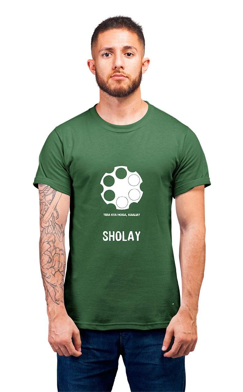Sweaty Armpits Premium Unisex Printed T-shirt Bollywood Classic Western Epic Movie "Sholay" Minimalistic Design