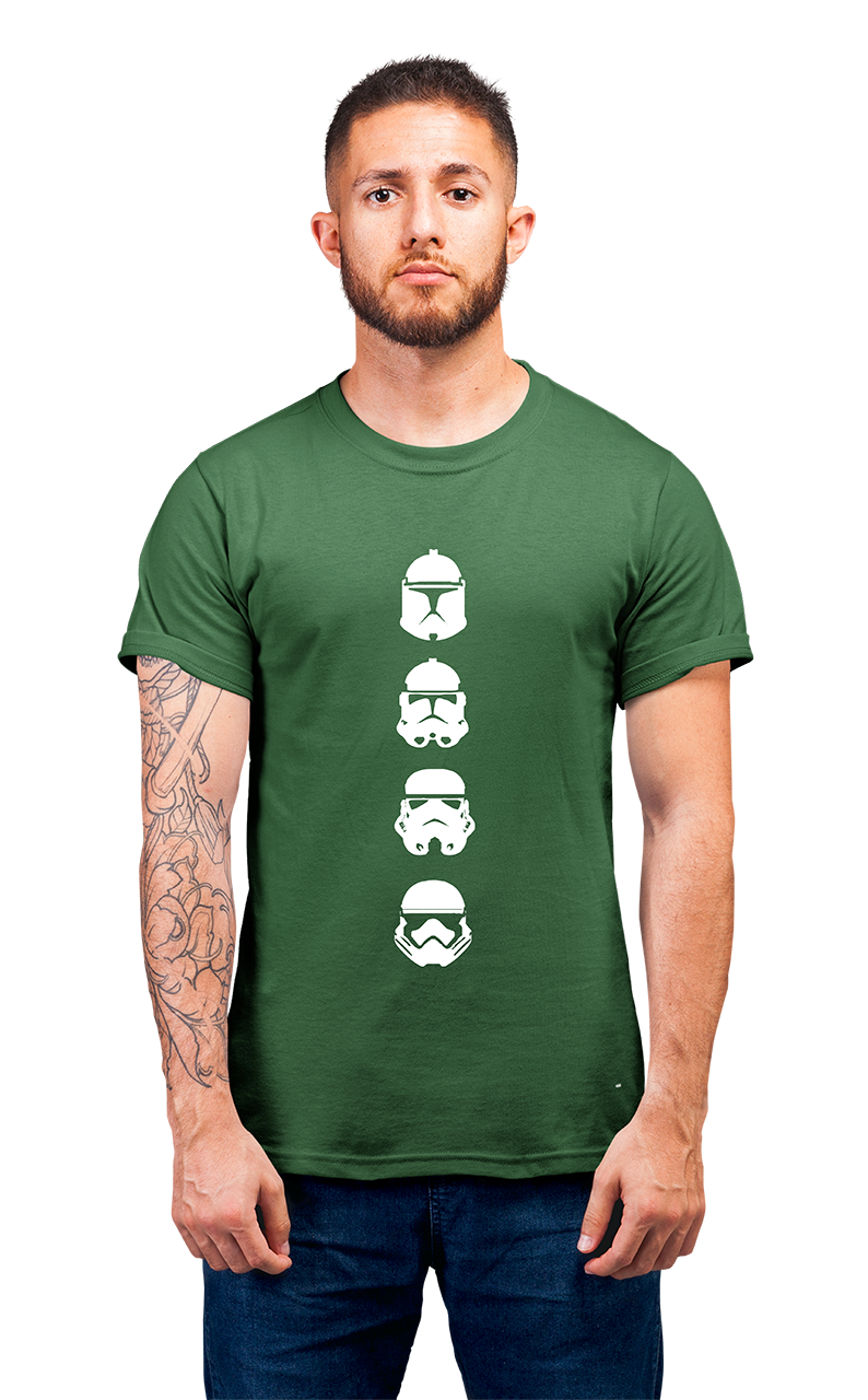 Sweaty Armpits Premium Unisex Printed T-shirt Star Wars, Faces Through The Ages   George Lucas Movie Minimalistic Design