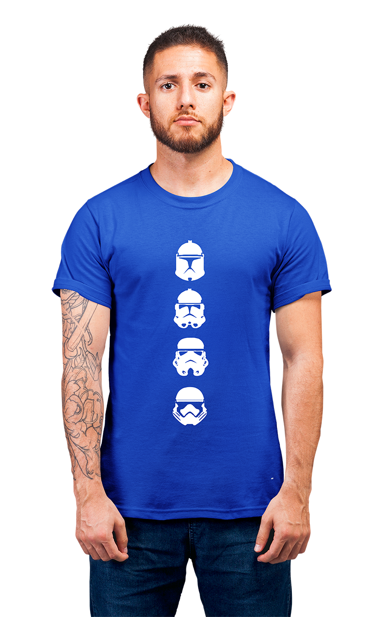 Sweaty Armpits Premium Unisex Printed T-shirt Star Wars, Faces Through The Ages   George Lucas Movie Minimalistic Design