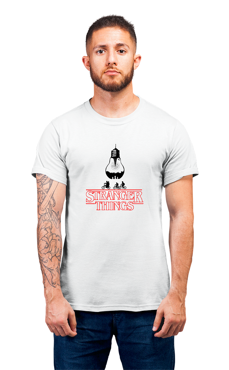 Sweaty Armpits Premium Unisex Printed T-shirt Stranger Things "Light bulb" Netflix Original Sci-Fi  Minimalistic Design