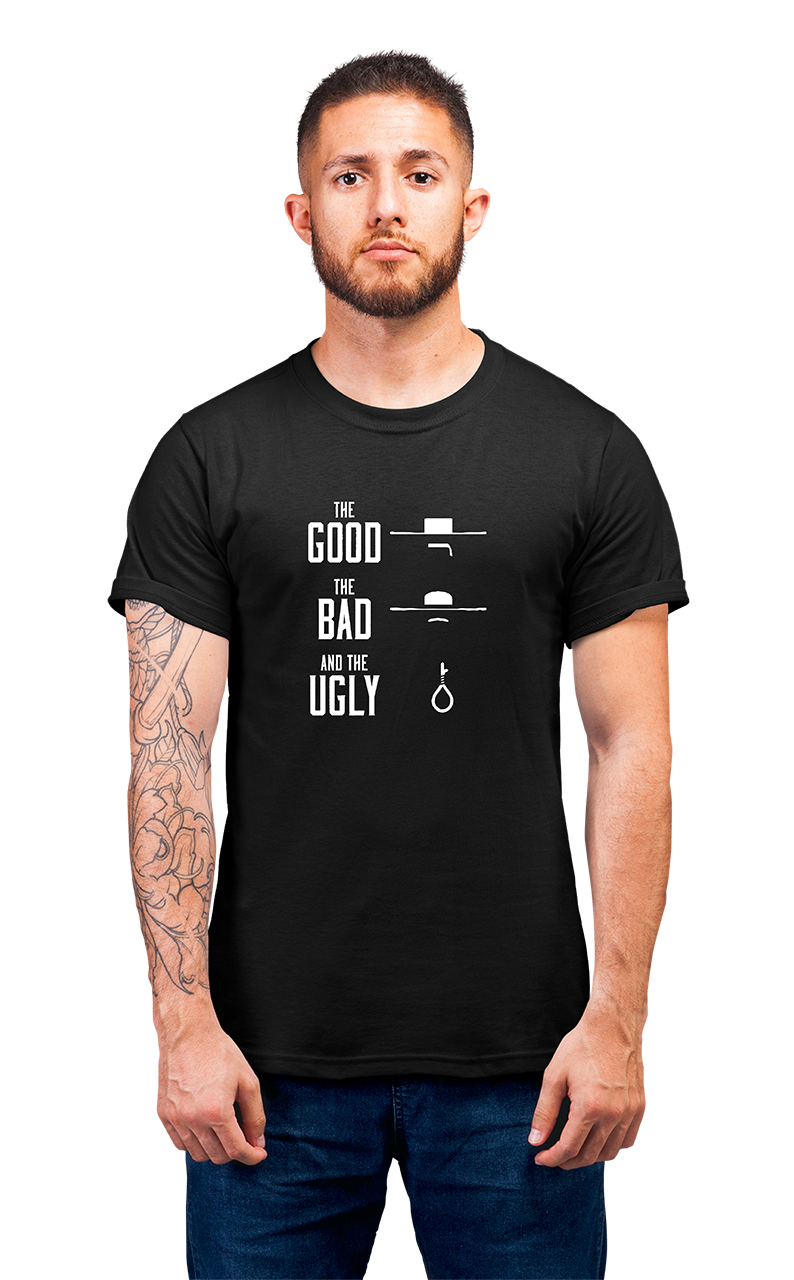 Sweaty Armpits Premium Unisex Printed T-shirt The Good The Bad And The Ugly Epic Western Minimalistic Design