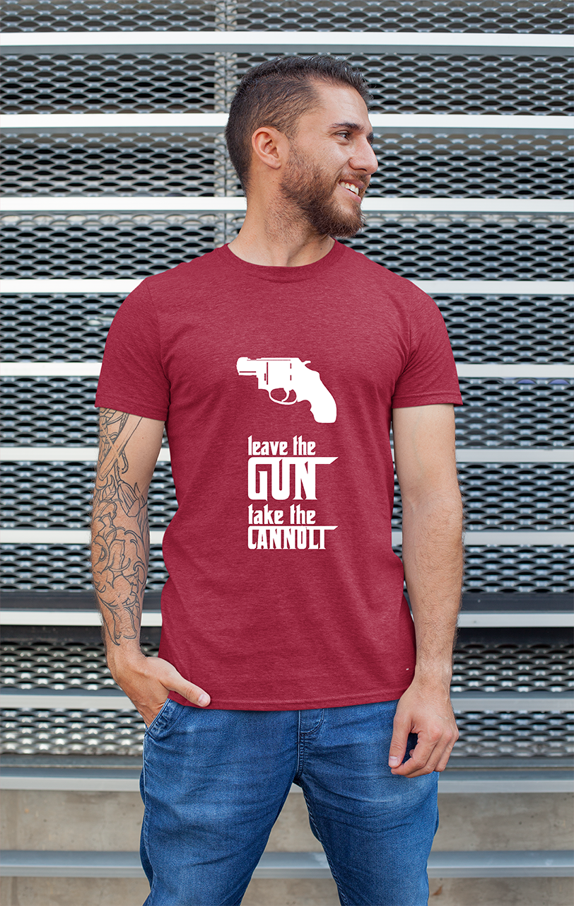 Sweaty Armpits Premium Unisex Printed T-shirt  The Godfather Take The Gun Leave The Canoli Minimalistic Desgn