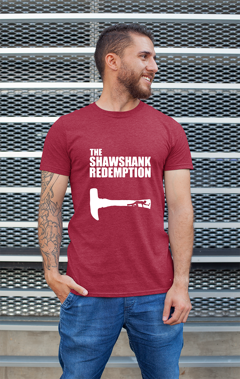 Sweaty Armpits Premium Unisex Printed T-shirt  "The Shawshank Redemption" Frank Darabont Stephen King Andy Dufresne Slow Prison Break Minimalistic Design